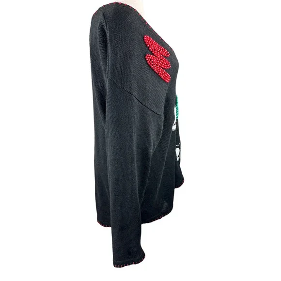 Rare Vtg Mickey & Co Oversized Cardigan Embellished Beaded Embroider Academic 3X - Picture 4 of 16